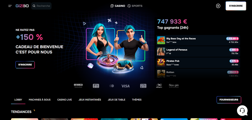 Gizbo Casino, offer page, Gizbo Casino page presenting OOF the Goldmine Planet free spins