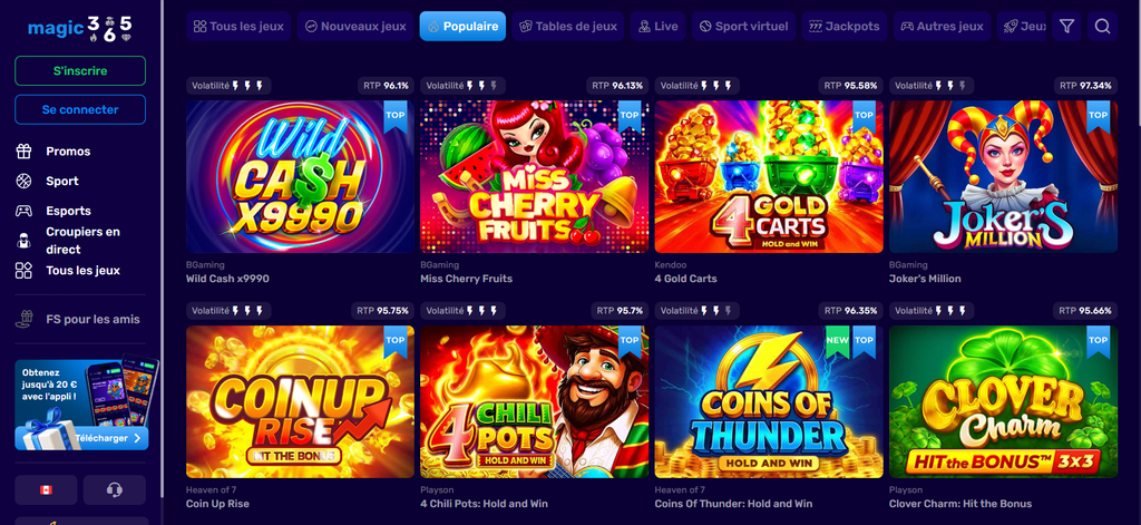 Magic365, offer page, Magic365 no deposit bonus page showing sixty free spins