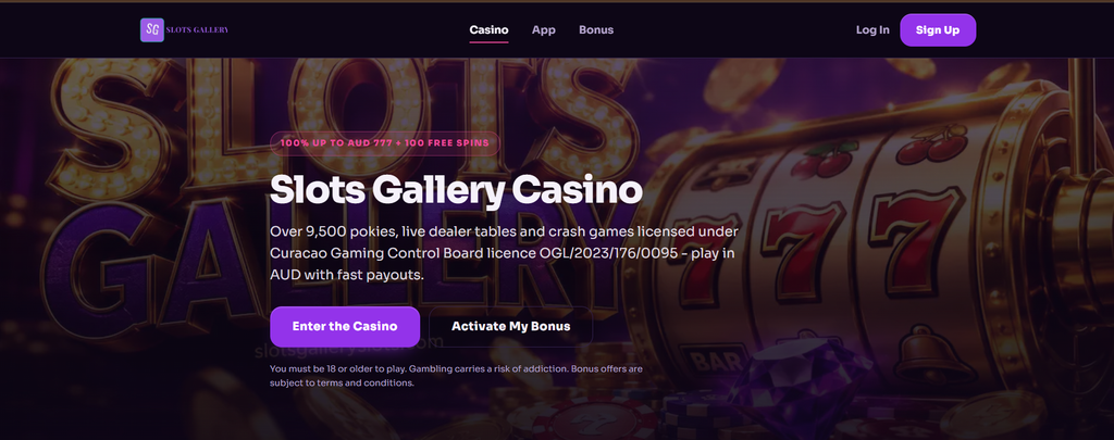 Slots Gallery, promotion screen, Slots Gallery promotion screen with its bonus code field