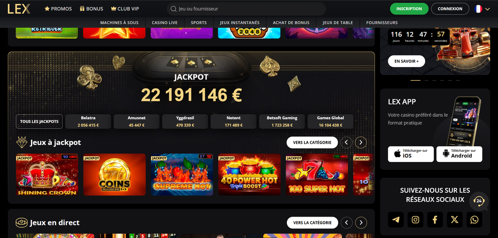 Lex Casino, conditions page, Lex Casino conditions listing Book of Kemet as the assigned game